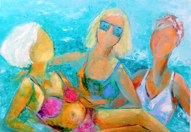 ""LES COPINES "" başlıklı Tablo Marie-Paule Lingelser tarafından, Orijinal sanat, Petrol Karton üzerine monte edilmiş