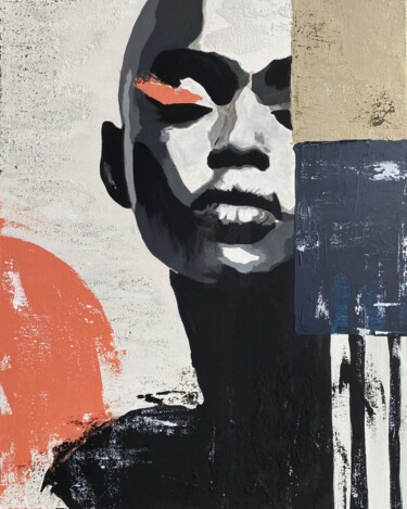 Malerei mit dem Titel "Abstract Portrait –…" von Yuche, Original-Kunstwerk, Acryl Auf Keilrahmen aus Holz montiert