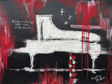 "White Piano: Melody…" başlıklı Resim Kristina Mallen tarafından, Orijinal sanat, Pastel