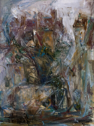 Painting titled "Rainy day in Saint…" by Sasha Tovstik, Original Artwork, Oil Mounted on Wood Stretcher frame