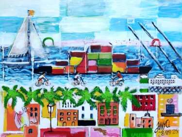 "Valencia - Cabanyal…" başlıklı Tablo Jean Yves Chevallier tarafından, Orijinal sanat, Akrilik Ahşap panel üzerine monte edi…