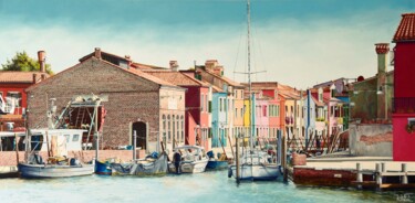 "Venise "Burano"" başlıklı Tablo Roger Bailleul tarafından, Orijinal sanat, Petrol Ahşap Sedye çerçevesi üzerine monte edilm…