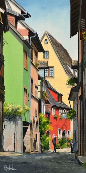 Peinture intitulée "Riquewihr Alsace" par Roger Bailleul, Œuvre d'art originale, Huile Monté sur Châssis en bois