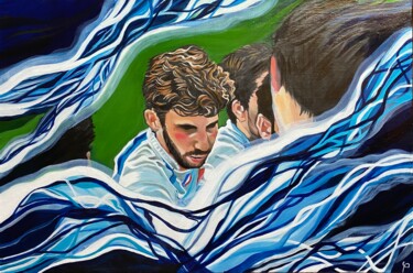 Painting titled "Ovalie" by Sophie Duhem (Phi-Artiste-Peintre), Original Artwork, Oil Mounted on Wood Stretcher frame