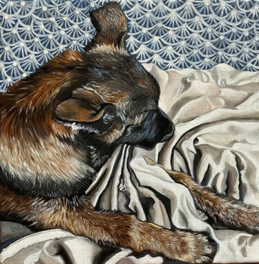 绘画 标题为“Thorlak, God of the…” 由Sophie Duhem (Phi-Artiste-Peintre), 原创艺术品, 油 安装在木质担架架上