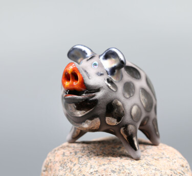 "Happy Pig — Ceramic…" başlıklı Heykel Valery Kirillov tarafından, Orijinal sanat, Kil