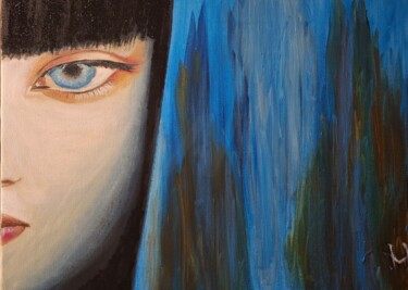 Schilderij getiteld "Female face abstrac…" door Nadya Vi, Origineel Kunstwerk, Olie