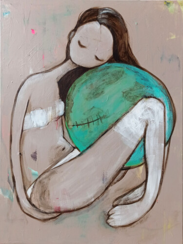 Painting titled "El Nido" by Eva Hidalgo, Original Artwork, Acrylic Mounted on Wood Stretcher frame