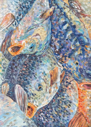 "Carps" başlıklı Tablo Katy Avery tarafından, Orijinal sanat, Guaş boya