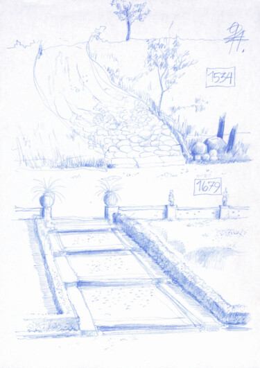 Drawing titled "Landschaftswandel.…" by Götz Wiedenroth, Original Artwork, Conté