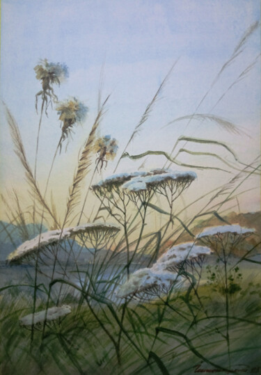 Pintura titulada "Grasses at Quiet Da…" por Oleksandr Imshenetskyi, Obra de arte original, Acuarela
