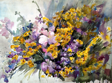 Malarstwo zatytułowany „Song of Wildflowers” autorstwa Olha Osmak, Oryginalna praca, Akwarela