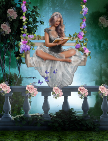 Photographie intitulée "Fairy In The Secret…" par Sandhya Grace, Œuvre d'art originale, Photographie manipulée