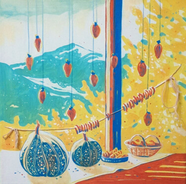 Ζωγραφική με τίτλο "bright still life h…" από Evgenia Rod, Αυθεντικά έργα τέχνης, Ακρυλικό Τοποθετήθηκε στο Ξύλινο φορείο σκ…