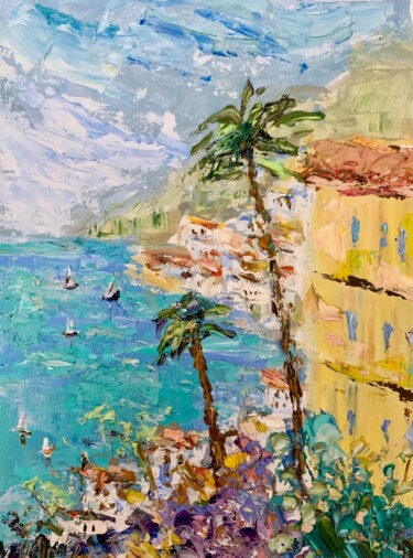 Картина под названием "French Riviera Coas…" - Vilma Gataveckiene, Подлинное произведение искусства, Масло