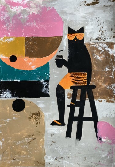 Painting titled "Playful Abstract Ca…" by Yuche, Original Artwork, Acrylic