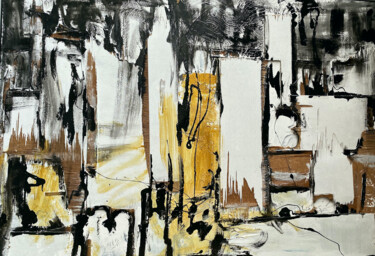 Collages titled "Ville en bois" by Sophie - Sof Voigt - Chadeyron, Original Artwork, Wood