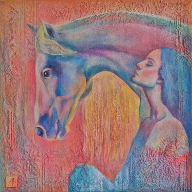 Painting titled "Tandem" by Anna Shuvaeva, Original Artwork, Acrylic Mounted on Wood Stretcher frame
