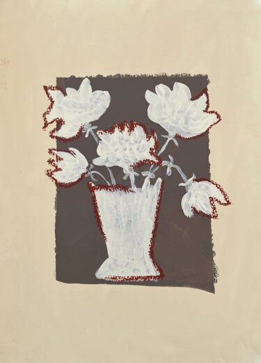 Drawing titled "Vibrant naive beige…" by Yulia Nova, Original Artwork, Acrylic