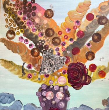 Peinture intitulée "Tête dans les nuages" par Lyne De Vee, Œuvre d'art originale, Acrylique Monté sur Châssis en bois