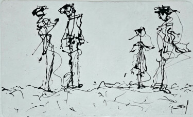 Pintura intitulada "Tu crois qu'ils se…" por Sophie - Sof Voigt - Chadeyron, Obras de arte originais, Laca