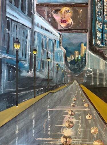 Peinture intitulée "Écran de ville" par Lyne De Vee, Œuvre d'art originale, Acrylique Monté sur Châssis en bois