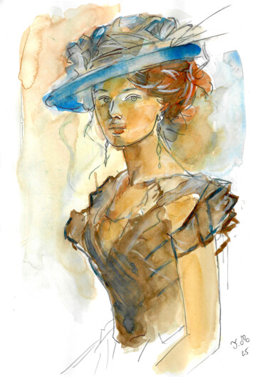 Peinture intitulée "🎨 Elegance from ano…" par Armajay, Œuvre d'art originale, Aquarelle