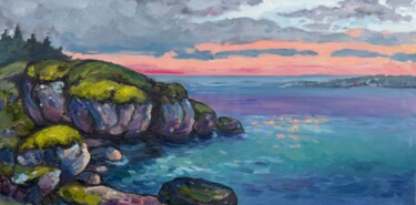 Painting titled "Mossy Shores" by Olga Gorbachyova, Original Artwork, Oil