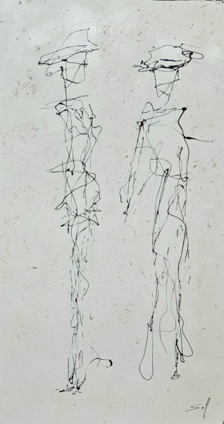 "Hommes filigranes" başlıklı Tablo Sophie - Sof Voigt - Chadeyron tarafından, Orijinal sanat, Lake Ahşap panel üzerine monte…