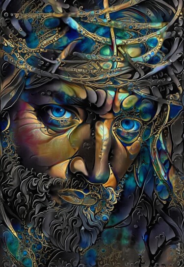 Peinture intitulée "JESUS MIND" par L.Roche, Œuvre d'art originale, Acrylique Monté sur Autre panneau rigide