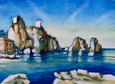 绘画 标题为“Il mare di Sicilia” 由Patrizia Salcini, 原创艺术品, 水彩