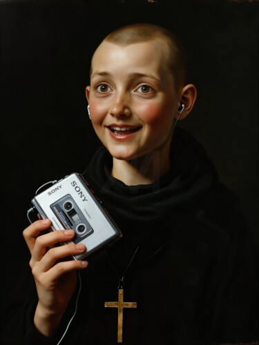 Digital Arts titled "Oh! My God!" by Jean-Marie Gitard, Original Artwork, Digital Collage Mounted on Wood Stretcher frame