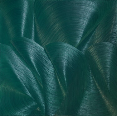 Painting titled "Green abstract fore…" by Lea Richelieu, Original Artwork, Oil