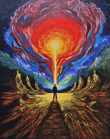 Картина под названием "Human Figure in Mou…" - Наталья Поповцева, Подлинное произведение искусства, Акрил