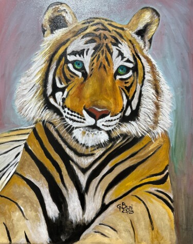 Peinture intitulée "La Tigre non è morta" par Giuseppe Bruni, Œuvre d'art originale, Huile Monté sur Châssis en bois