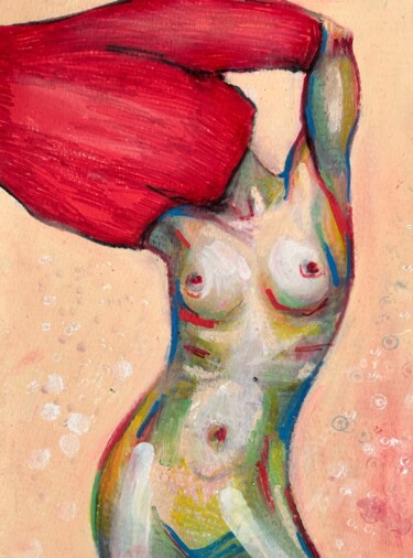 Schilderij getiteld "Im roten Schwung" door Julia Brinkfrau, Origineel Kunstwerk, Olie