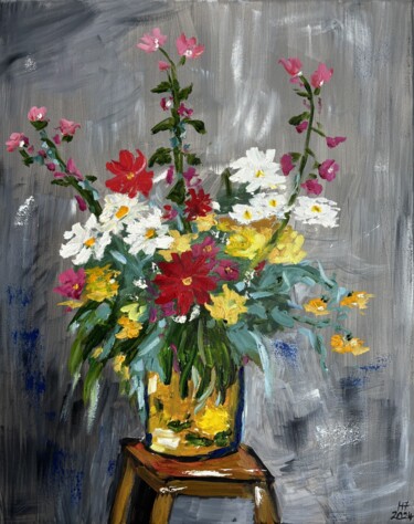 Peinture intitulée "Wild flowers" par Hajnalka Fellmann, Œuvre d'art originale, Huile Monté sur Châssis en bois
