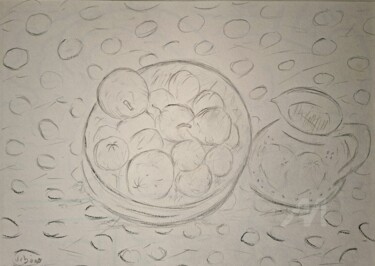 Dessin intitulée "Nature morte fruits" par Roberto Urbano, Œuvre d'art originale, Crayon