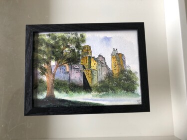 Painting titled "Central New york" by Stephane Le Guilloux, Original Artwork, Watercolor