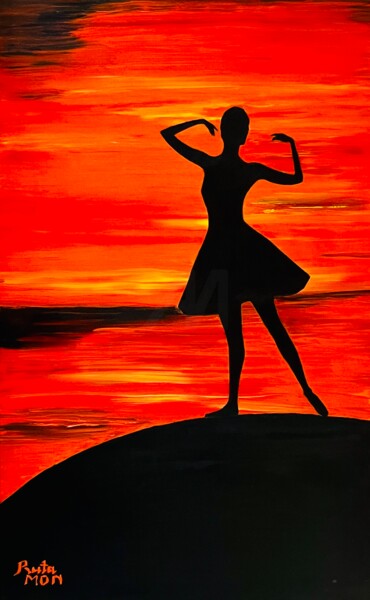 Peinture intitulée "Sunset Ballerina Ba…" par Ruta Mon, Œuvre d'art originale, Acrylique