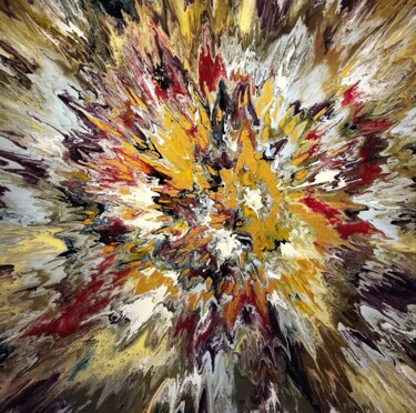 Schilderij getiteld "Golden Flow" door Felix Günther, Origineel Kunstwerk, Acryl