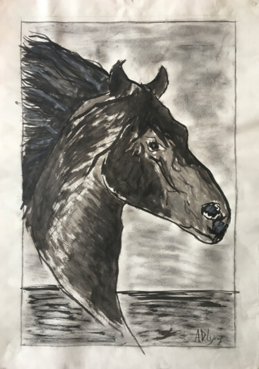 "Tête de cheval (Etu…" başlıklı Tablo Alexandre David Lejuez tarafından, Orijinal sanat, Mürekkep