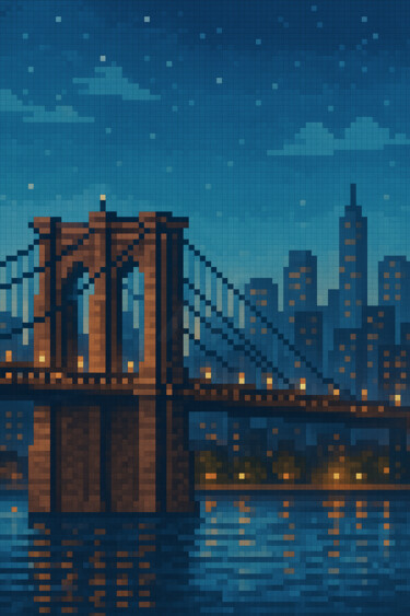 "Brooklyn Bridge" başlıklı Dijital Sanat Oneink tarafından, Orijinal sanat, AI tarafından oluşturulan görüntü