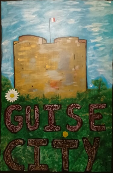 Schilderij getiteld "Guise City" door Ben, Origineel Kunstwerk, Acryl Gemonteerd op Frame voor houten brancard