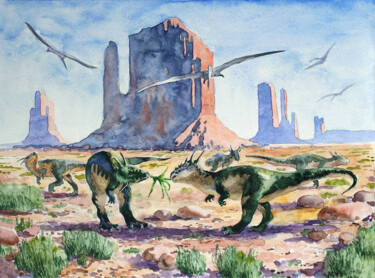 Pintura intitulada "Didn't notice the d…" por Sergei Krupkin, Obras de arte originais, Aquarela