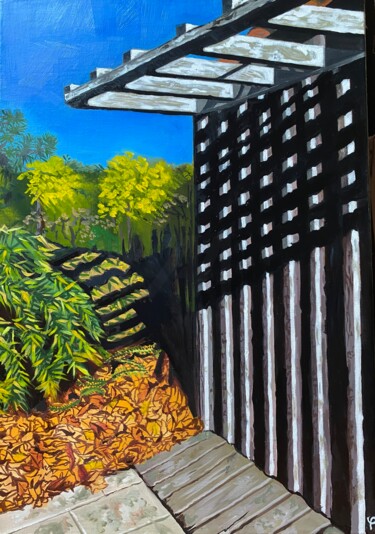 Painting titled "Soleil de plomb dan…" by Sophie Duhem (Phi-Artiste-Peintre), Original Artwork, Oil Mounted on Wood Stretche…