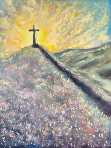 Painting titled "Bénédiction" by Eva Andre, Original Artwork, Acrylic Mounted on Wood Stretcher frame