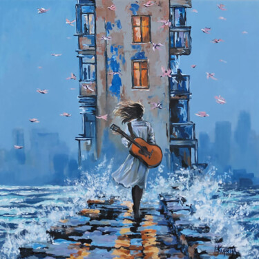 "Girl with Guitar by…" başlıklı Tablo Irina Kuprijanova tarafından, Orijinal sanat, Akrilik Ahşap Sedye çerçevesi üzerine mo…