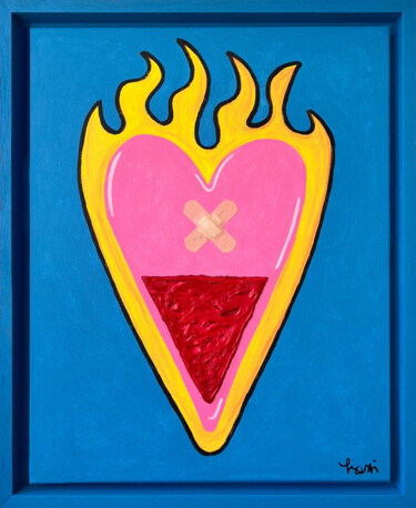 Картина под названием "Coeur en réparation" - Aurélie Prestigiacomo, Подлинное произведение искусства, Акрил Установлен на Д…