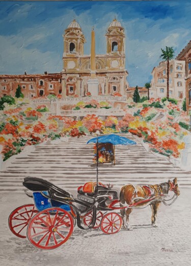 Painting titled "A botticella a piaz…" by Riccardo Nicosia, Original Artwork, Oil